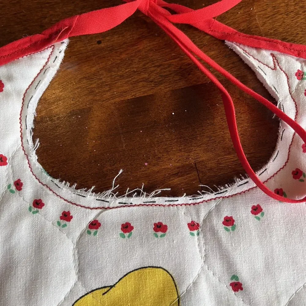 Paddington Bear Baby Bibs Quilted Tie Closure Lot Handmade 2 Unfinished Neckline